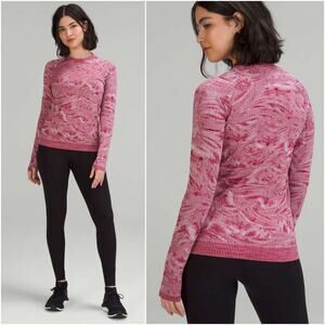 LULULEMON Rest Less Pullover in Stratum Overlay Pomegranate / Pink Peony Size 14